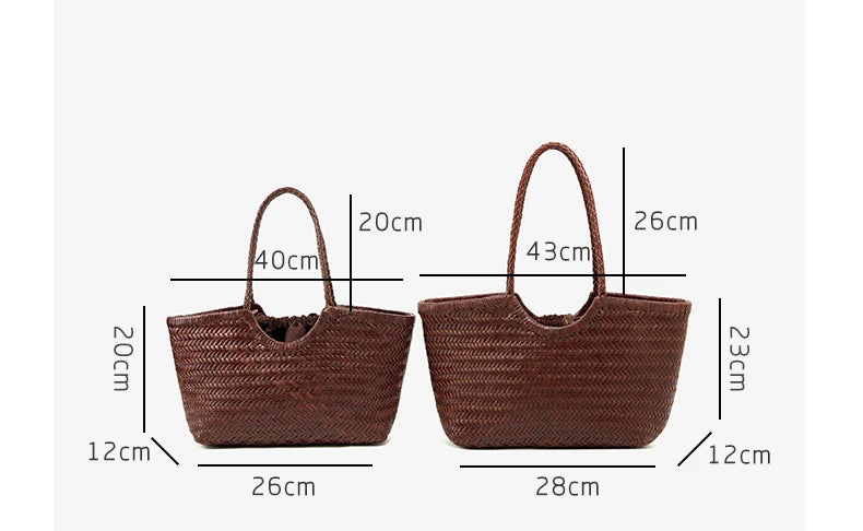 Genuine Leather Handwoven Tote Bag Women's Fashion Shopping Bag Large Capacity Shoulder Bag Luxury Design  Vegetable Basket