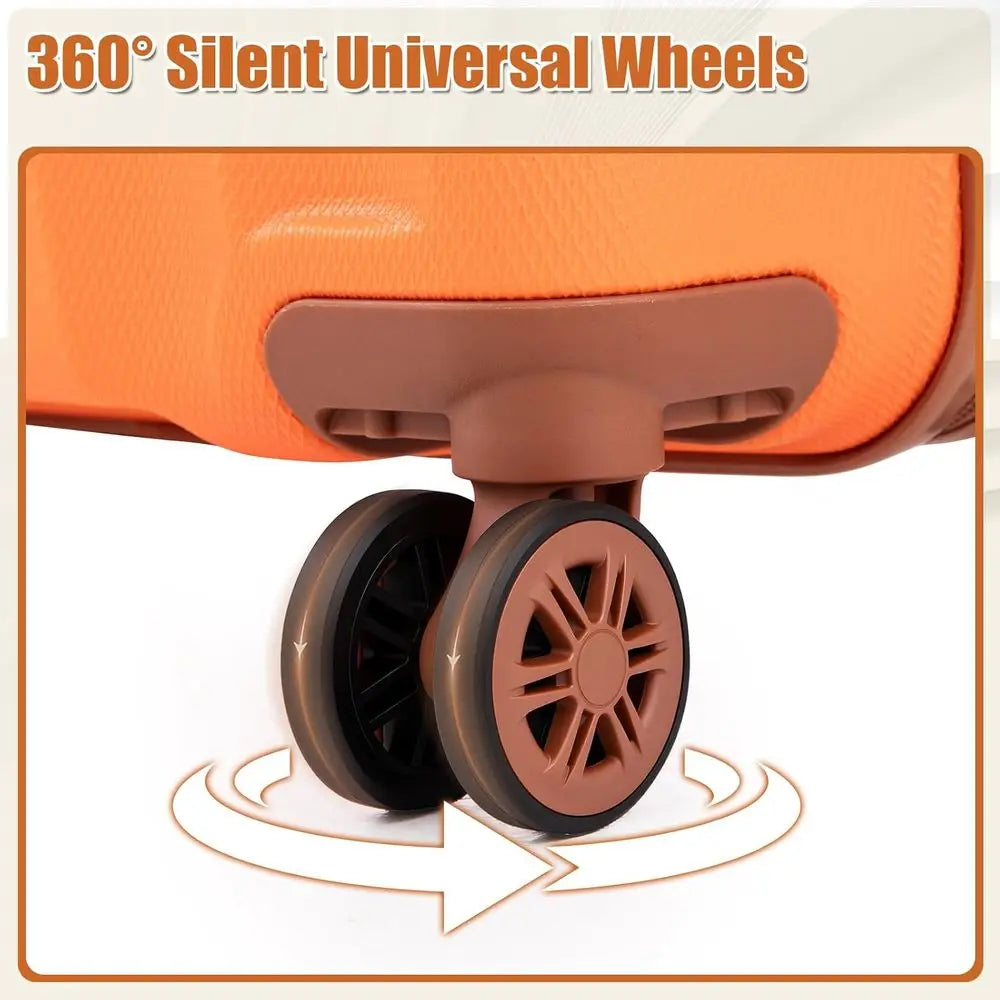 Orange 3-Piece ABS Luggage Set with Spinner Wheels: 22, 14, 9 Airline Approved Suitcases