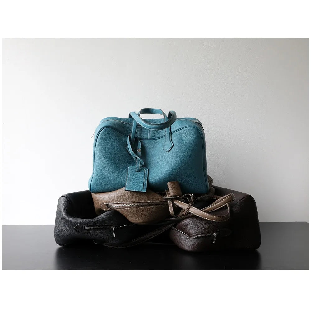 Premium First Layer Cowhide Boston Genuine Leather Women's Bag Simple Large Capacity Bowling Armpit Bag Portable Messenger Bag