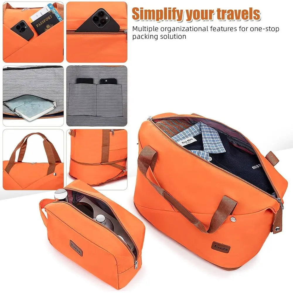 Orange 3-Piece ABS Luggage Set with Spinner Wheels: 22, 14, 9 Airline Approved Suitcases