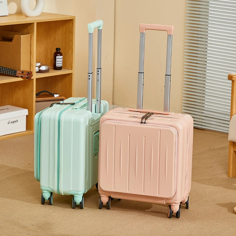 Light Weight Suitcase 18 inches Suitcase Large Capacity Travel Case Swivel Wheels Suitcase Small Luggage Compartment