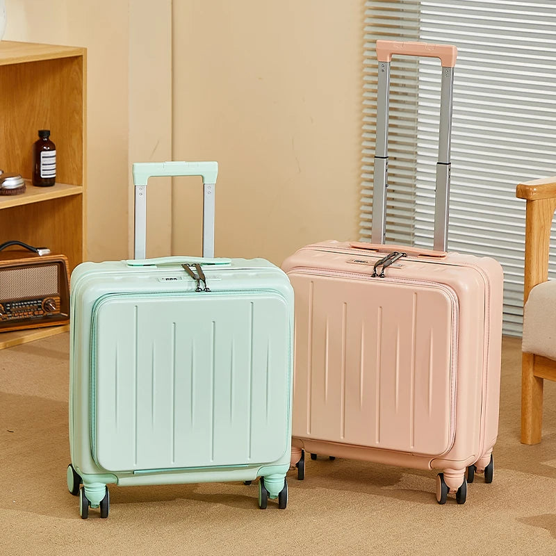 Light Weight Suitcase 18 inches Suitcase Large Capacity Travel Case Swivel Wheels Suitcase Small Luggage Compartment