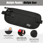 MoKo Secure Travel Money Belt Undercover Hidden RFID Blocking Travel Wallet Anti-Theft Passport Wallets for Men Women