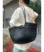 Genuine Leather Handwoven Tote Bag Women's Fashion Shopping Bag Large Capacity Shoulder Bag Luxury Design  Vegetable Basket