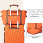 Orange 3-Piece ABS Luggage Set with Spinner Wheels: 22, 14, 9 Airline Approved Suitcases