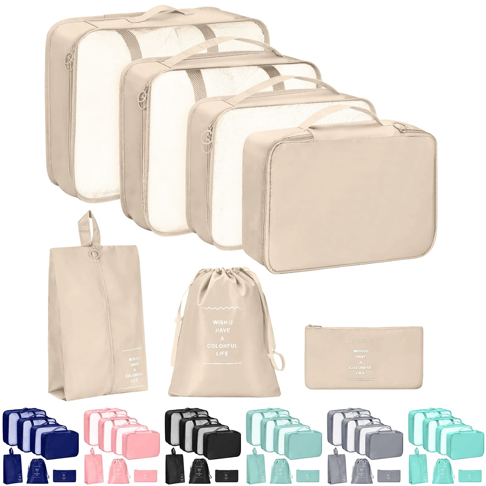 7PCS/SET Travel Organizer Storage Bags Suitcase Packing Cubes Set Cases Portable Luggage Clothes Shoe Tidy Pouch Folding.A-ZMT
