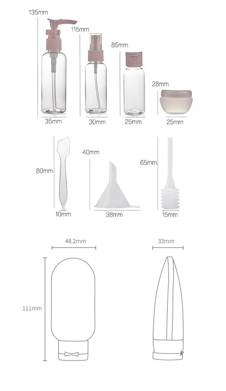 Perfume Bottle Set Refillable Spray Lotion Shampoo Shower Tube Bottling Refill Cosmetic Travel Liquid Container Portable Tool