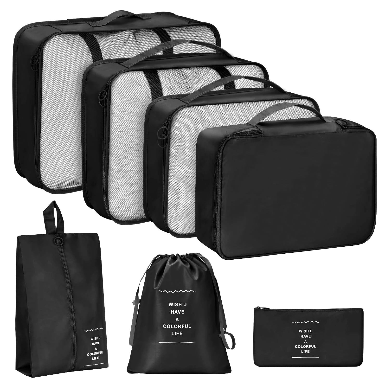 7PCS/SET Travel Organizer Storage Bags Suitcase Packing Cubes Set Cases Portable Luggage Clothes Shoe Tidy Pouch Folding.A-ZMT
