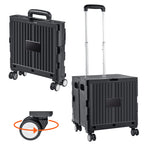 SucceBuy Foldable Utility Shopping Cart Folding Portable Crate Handcart with Telescope Handle Wheels for Travel Office Garden