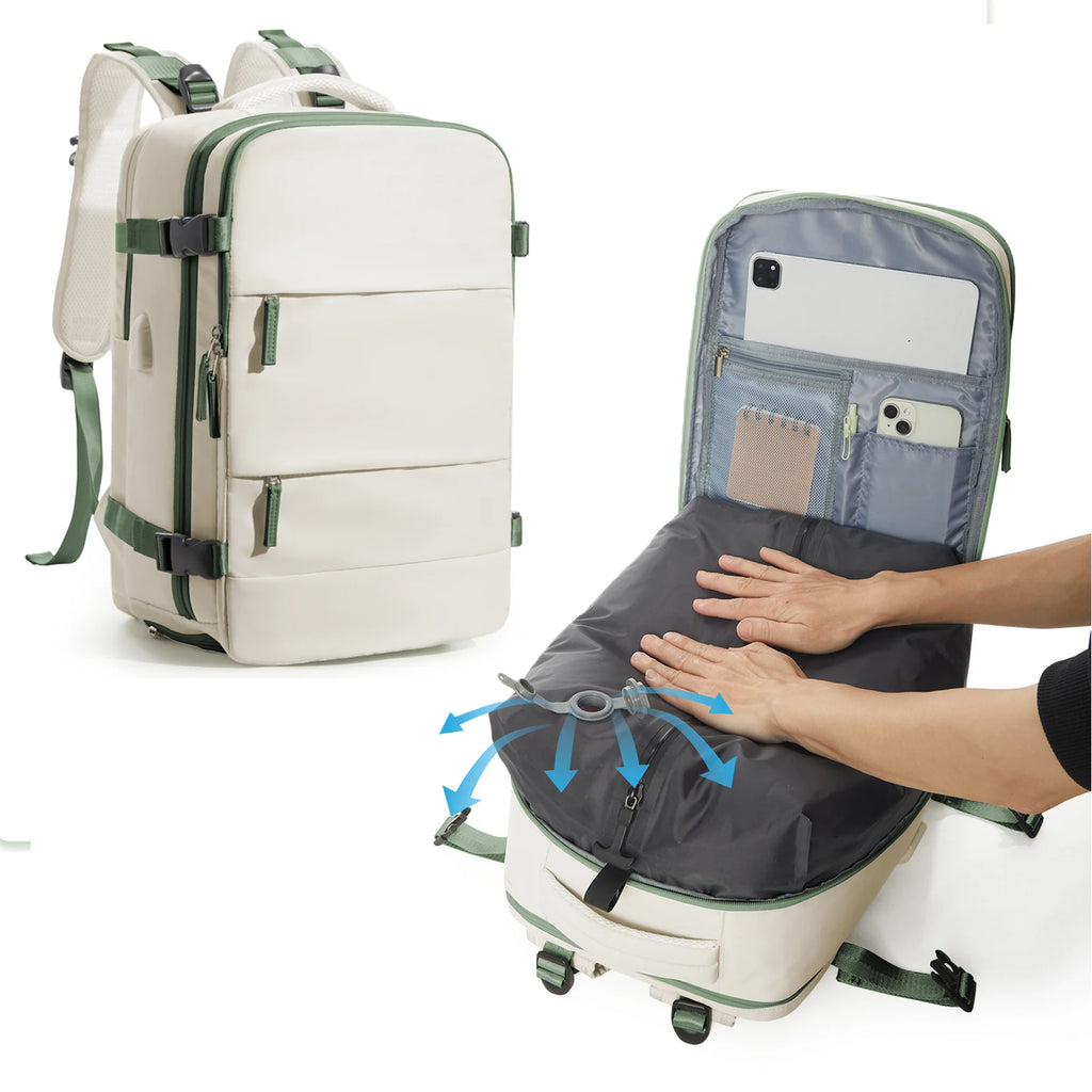 Large Travel Backpack Storage Vacuum Compression Bags with Pump, Waterproof Vacpack Backpack Women Men Business Vacuum Backpack