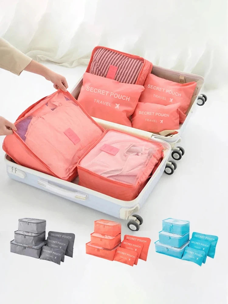 6-Piece Travel Packing Cubes Set - Luggage Organizer Bags