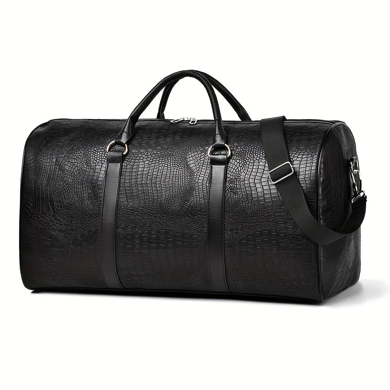 Large Capacity Retro Crocodile-Textured Travel Duffel Bag - Durable Unisex Vacation Luggage,  Versatile Gift for Men & Women