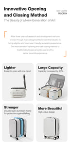 Mixi New PC Aluminum Frame Suitcase Front Opening Rolling Travel Luggage 20 Inch Carry-On 24 26 Inch M9291