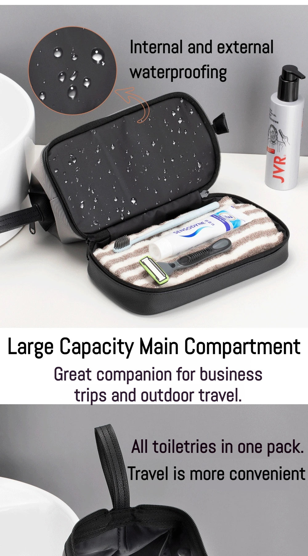 Premium Portable Waterproof Toiletry Bag Large Capacity Dry/Wet Separation Travel Bathing Bag Storage Pouch Men's Business Gift