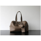 Premium First Layer Cowhide Boston Genuine Leather Women's Bag Simple Large Capacity Bowling Armpit Bag Portable Messenger Bag