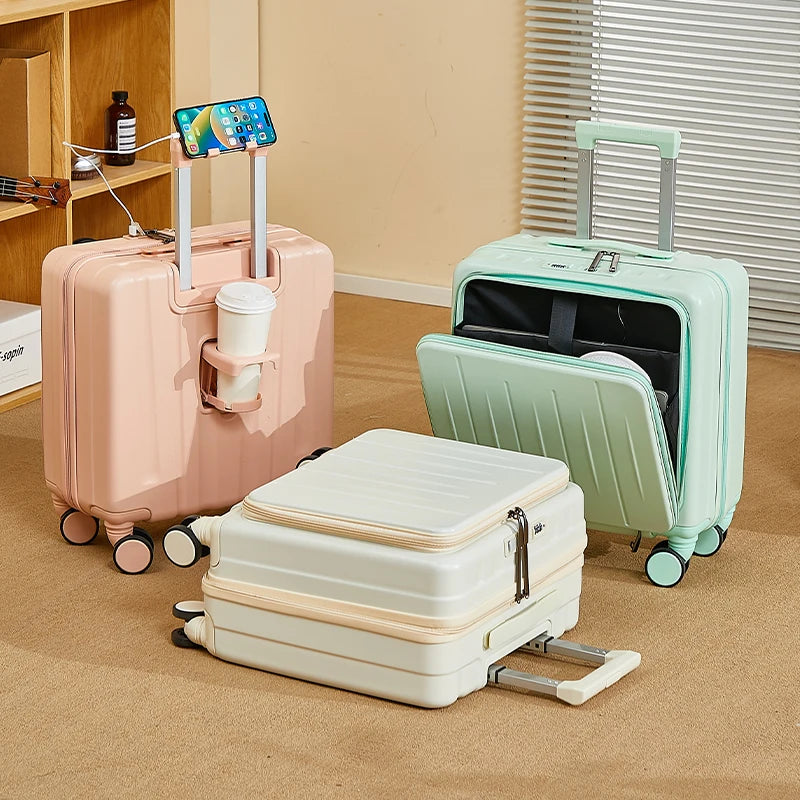 Light Weight Suitcase 18 inches Suitcase Large Capacity Travel Case Swivel Wheels Suitcase Small Luggage Compartment