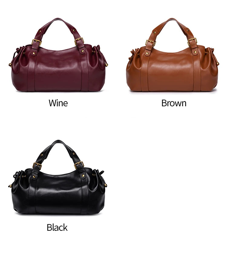 2026 New Women's Bag Boston Bag Solid Color Simple Handbag Working Bag Shoulder Crossbody Tote Soft