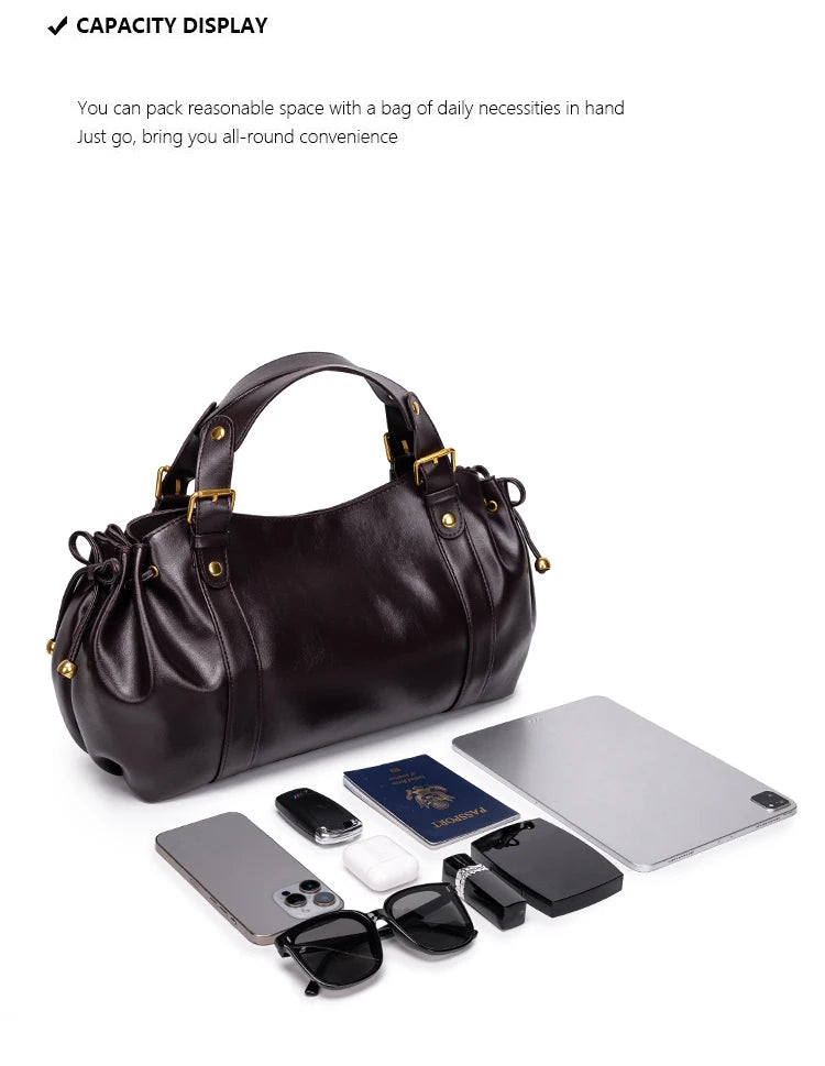 2026 New Women's Bag Boston Bag Solid Color Simple Handbag Working Bag Shoulder Crossbody Tote Soft