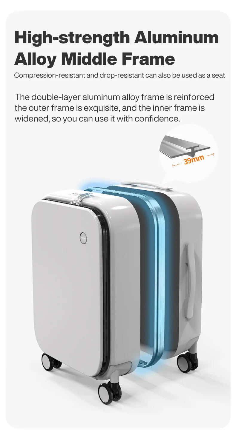 Mixi New PC Aluminum Frame Suitcase Front Opening Rolling Travel Luggage 20 Inch Carry-On 24 26 Inch M9291