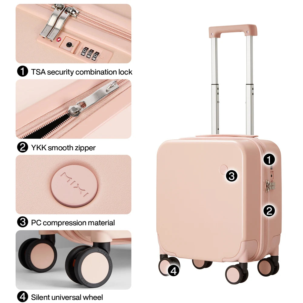 MIXI 14 Inch Underseat Carry On Luggage Lightweight Mini Suitcase PC Small Kids Bag TSA Lock Travel Suit Case  Spinner Wheels