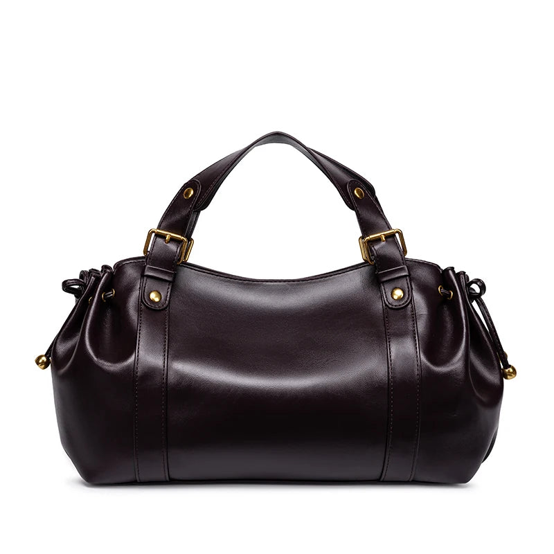 2026 New Women's Bag Boston Bag Solid Color Simple Handbag Working Bag Shoulder Crossbody Tote Soft