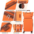 Orange 3-Piece ABS Luggage Set with Spinner Wheels: 22, 14, 9 Airline Approved Suitcases