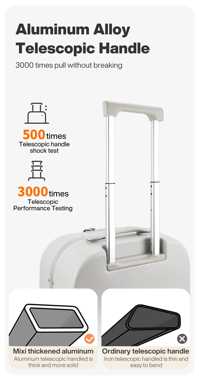 Mixi New PC Aluminum Frame Suitcase Front Opening Rolling Travel Luggage 20 Inch Carry-On 24 26 Inch M9291