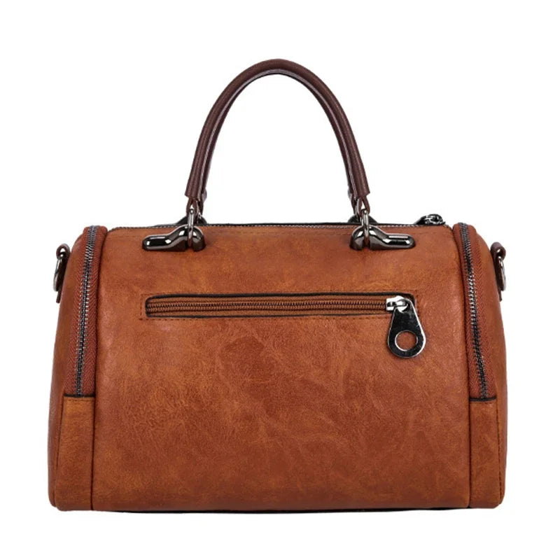 Tassel Decor Women's Large Capacity Shoulder Bag Fashion Zipper Crossbody Bag With Removable Strap Boston Handbag