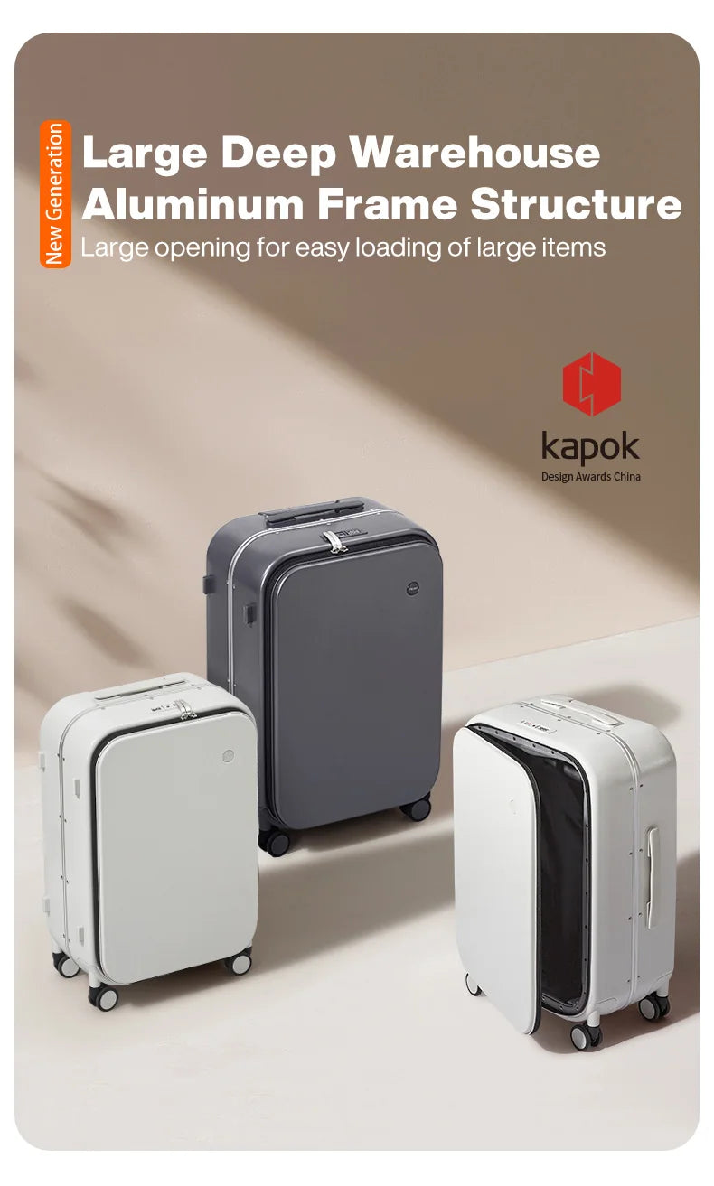 Mixi New PC Aluminum Frame Suitcase Front Opening Rolling Travel Luggage 20 Inch Carry-On 24 26 Inch M9291