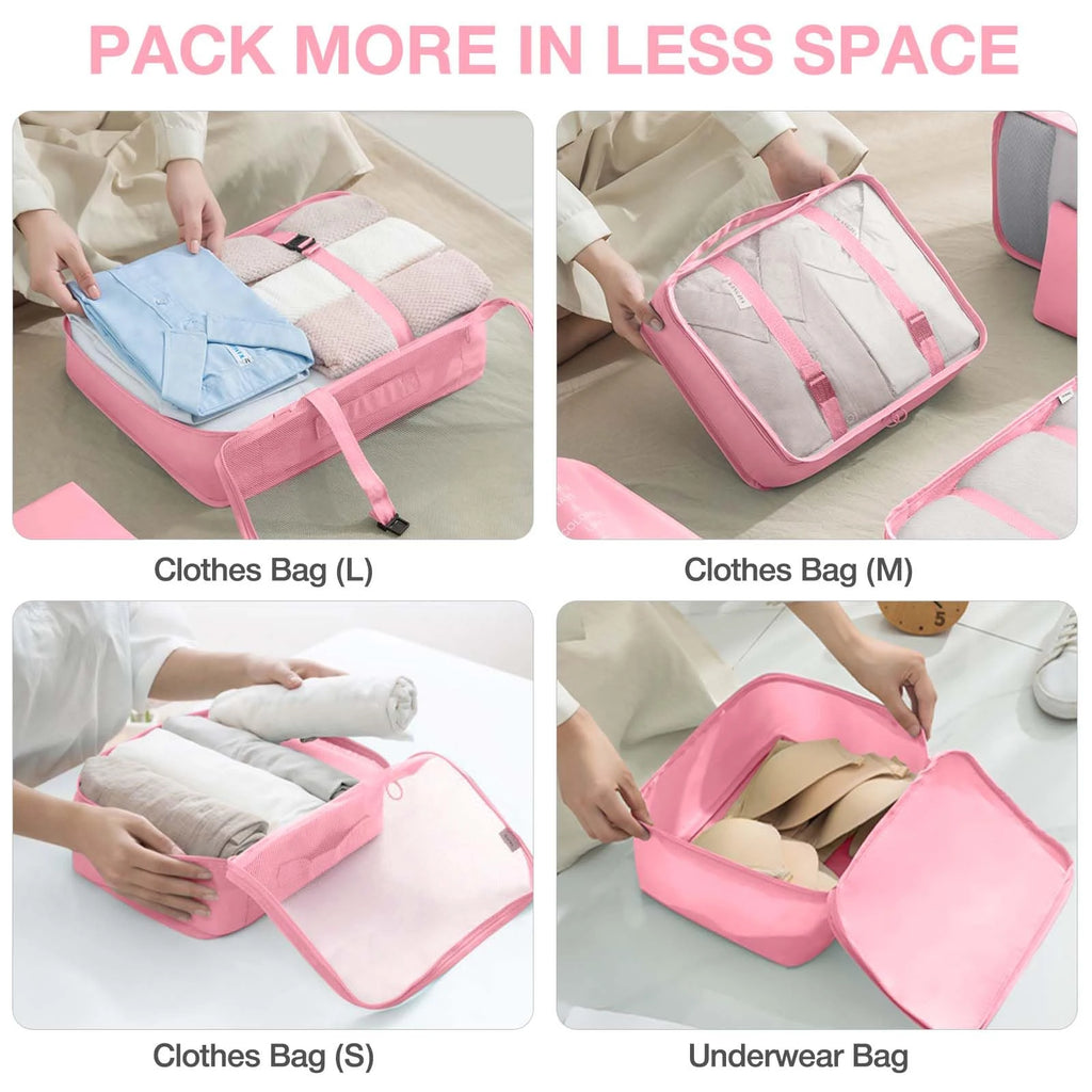 7PCS/SET Travel Organizer Storage Bags Suitcase Packing Cubes Set Cases Portable Luggage Clothes Shoe Tidy Pouch Folding.A-ZMT